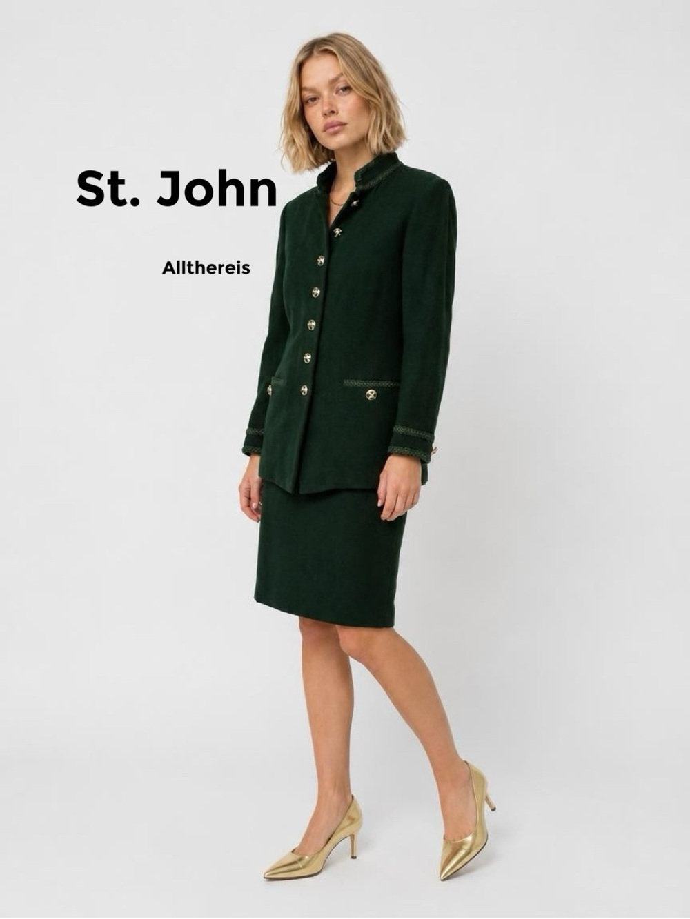 St. John Dark green suit $2250 original price 2 or (4/6)